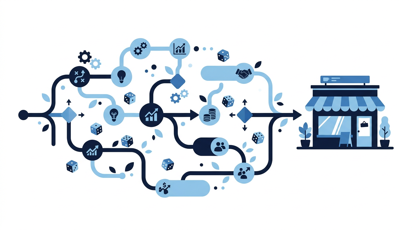 Illustration of choices and business simulation